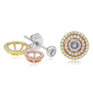 0.30ct Diamond Semi Mounts Earrings set in 14KT Yellow, White and Rose Gold / ERS115833