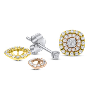 0.38ct Diamond Semi Mounts Earrings set in 14KT Rose, White and Yellow Gold / ERS115894D
