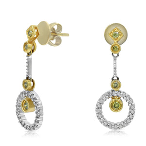 0.22ct White and 0.18ct Yellow Diamond Earrings set in 14KT White and Yellow Diamond / ESC5389