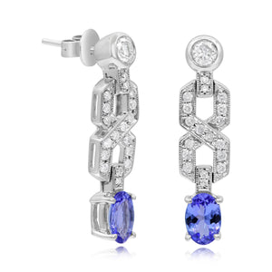 0.53ct Diamond and 1.48ct Tanzanite Earrings set in 14KT White Gold / GE0612TD