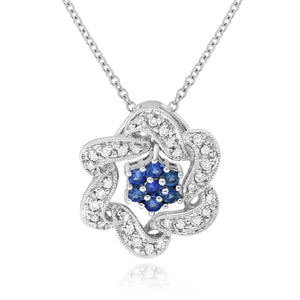 0.15ct Diamond and 0.18ct Sapphire Pendant set in 18KT White Gold / GP0069