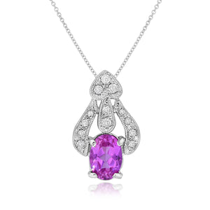 0.12ct Diamond and 1.40ct Pink Sapphire Pendant set in 18KT White Gold / GP0577P