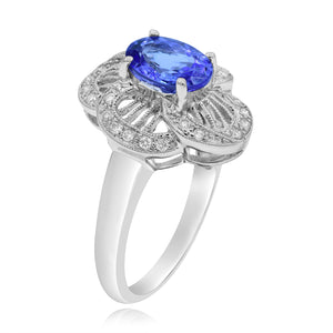0.16ct Diamond and 1.80ct Tanzanite Ring set in 18KT White Gold / GR1115T