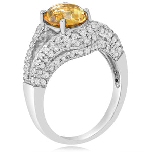 0.78ct Diamond and 1.86ct Citrine Ring set in 14KT White Gold / GR1701C