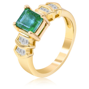 0.33ct Diamond and 1.31ct Emerald Ring set in 14KT Yellow Gold / J304A
