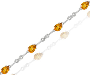 0.40ct Diamond and 4.90ct Citrine Bracelet set in 14KT White Gold / JBCB150031B