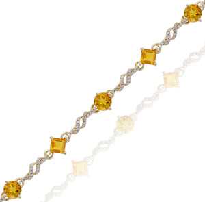 0.40ct Diamond and 4.02ct Citrine Bracelet set in 14KT Yellow Gold / JBCB150032J