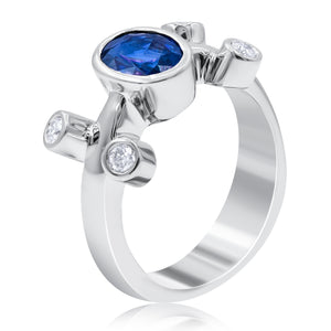 0.17ct Diamond and 1.45ct Sapphire Ring set in 14KT White Gold / MB1055A