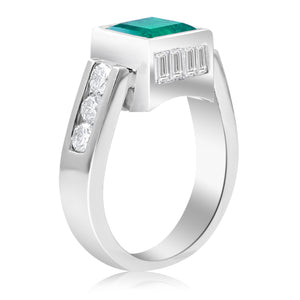 1.14ct Diamond and 1.70ct Emerald Ring set in 18KT White Gold / MB1165