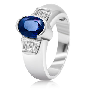 0.47ct Diamond and 2.42ct Sapphire Ring set in 14KT White Gold / MB2292S