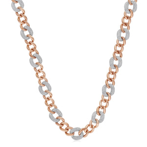 33.60ct Diamond Cuban Men's Necklace set in 18KT White and Rose Gold / NF206