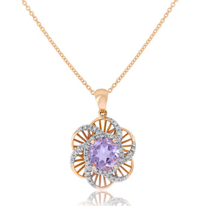 0.30ct Diamond and 3.78ct Pink Amethyst Pendant set in 14KT Rose Gold / P034817