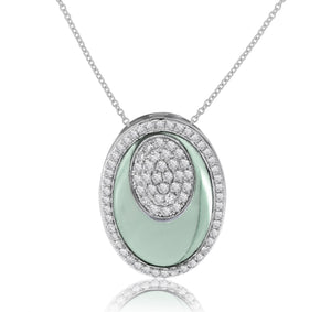 0.50ct Diamond and 5.54ct Green Amethyst Pendant set in 14KT White Gold / P06447P