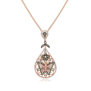0.57ct White and  0.58ct Brown Diamond Pendant set in 14KT Rose Gold / P08245E