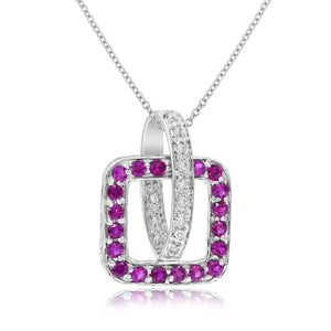 0.09ct Diamond and 0.84ct Pink Sapphire Pendant 14KT White Gold / P08623
