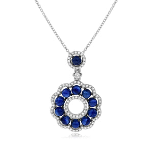 0.30ct Diamond and 2.29ct Sapphire Pendant set in 14KT White Gold / P08817
