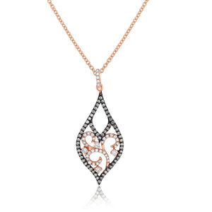 0.21ct White and 0.25ct Brown Diamond Pendant set in 14KT Rose Gold / P09565A