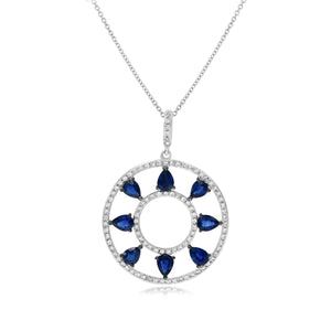 0.39ct Diamond and 1.58ct Sapphire Pendant set in 14KT White Gold / P13036