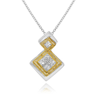 0.26ct Diamond Pendant set in 14KT White and Yellow Gold / P1467