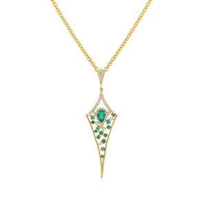 0.24ct Diamond and 0.57ct Emerald Pendant set in 14KT Yellow Gold / P16475A