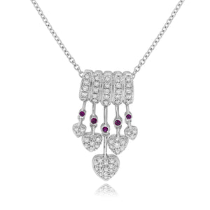 0.56ct Diamond and 0.17ct Ruby Pendant set in 14KT White Gold / P1696RD