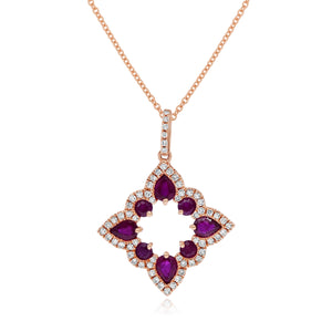 0.23ct Diamond and 0.98ct Ruby Pendant set in 14KT Rose Gold / P17587A