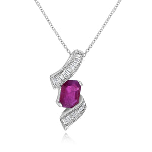 0.20ct Diamond and 0.92ct Ruby Pendant set in 18KT White Gold / P3110