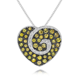 0.10ct Diamond and 0.72ct Yellow Sapphire Pendant set in 14KT White Gold / P5138YS