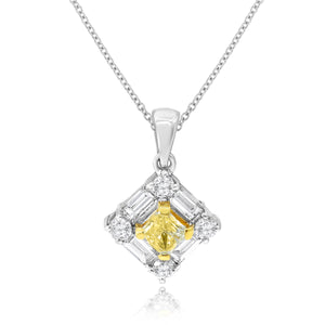 0.37ct White and 0.21ct Yellow Diamond Pendant set in 18KT White and Yellow Gold / P5301Y
