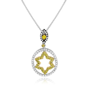 0.26ct White and 0.36ct Yellow Diamond Pendant set in 14KT White and Yellow Gold / P6068