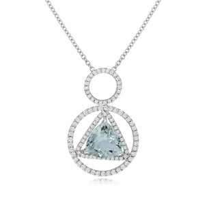 1.04ct Diamond and 3.93ct Green Amethyst Pendant set in 14KT White Gold / P6268GA