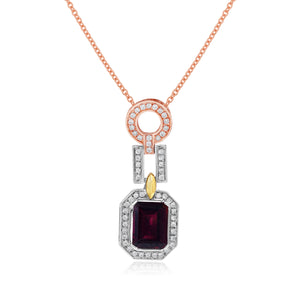 0.21ct Diamond and 1.85ct Tourmaline Pendant set in 14KT White, Yellow and Rose Gold / P6567P