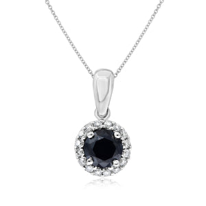 0.11ct White and  0.73ct Black Diamond Pendant set in 14KT White Gold / P7578A4