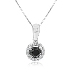 0.08ct White and 0.40ct Black Diamond Pendant set in 14KT White Gold / P8825A