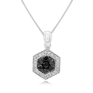0.10ct White and 0.25ct Black Diamond Pendant set in 14KT White Gold / P9312A