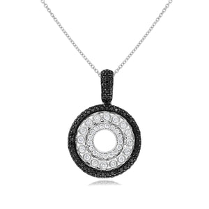 0.42ct Whie and 0.67ct Black Diamond Pendant set in 14KT White Gold / P9371B