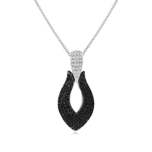 0.13ct White and 0.63ct Black Diamond Pendant set in 14KT White Gold / P9803A