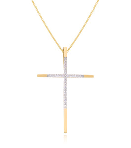 0.09ct Diamond Cross Pendant set in 14KT Yellow Gold / PA2916A