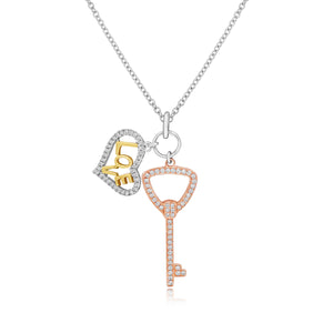 0.39ct Diamond Pendant set in 14KT White, Yellow and Rose Gold / PB475
