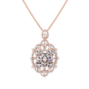 1.40ct White and 0.94ct Fancy Diamond Pendant set in 18KT Rose Gold / PB713C