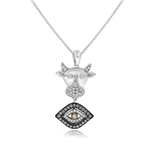 0.20ct White and 0.20ct Brown Diamond Zodiac Pendant set in 14KT White and Yellow Gold / PD875