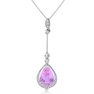0.27ct Diamond and 6.00ct Pink Topaz Pendant set in 14KT White Gold / PDA