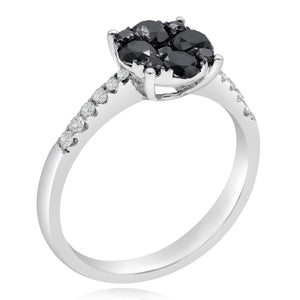 0.16ct White and 0.92ct Black Diamond Ring set in 14KT White Gold / PJR12681BK