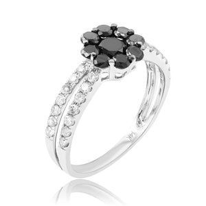 0.44ct White and 1.00ct Black Diamond Ring set in 14KT White Gold / PJR7813BK