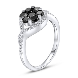 0.22ct White and 1.05ct Black Diamond Ring set in 14KT White Gold / PLR08087BK