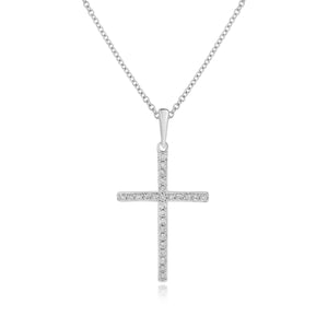 0.14ct Diamond Cross Pendant set in 14KT White Gold / PN115422D