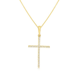 0.10ct Diamond Cross Pendant set in 14KT Yellow Gold / PN115437N
