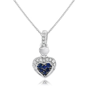 0.07ct Diamond and 0.08ct Sapphire Pendant set in 14KT White Gold / PS115775S