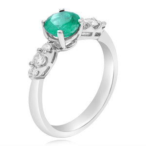 0.29ct Diamond and 0.89ct Emerald Ring set in 18KT White Gold / R04592E