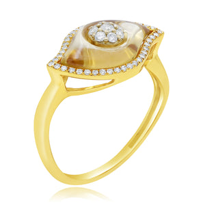 0.43ct Diamond and 2.21ct Citrine Ring set in 14KT Yellow Gold / R07508C